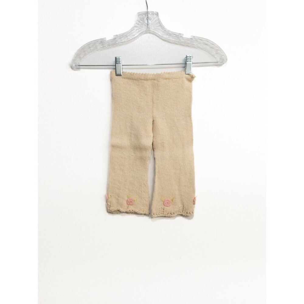 Empress Baby Pants Toddler Girls Ivory Cotton Bottoms Pull On Knit Solid 6-12M
